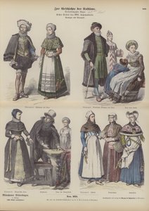 Fatos noruegueses e dinamarqueses, início do século XVII (gravura a cores) de German School