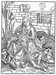 De folys que podem nat kepe secretam seus próprios conselhos, ilustração da tradução inglesa de Alexander Barclay de &39;The Ship of Fools&39;, de uma edição publicada em 1874 de German School