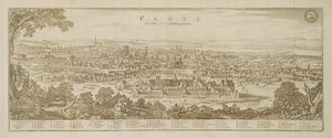 Vista panorâmica de Paris em 1620, de Topographia Galliae por Martin Zeiller (1589-1661) publicou 1655 de German School