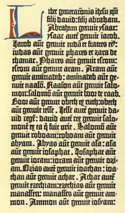 Parte de uma coluna da bíblia de Gutenberg de German School