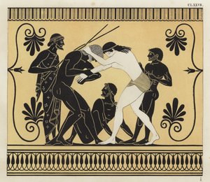 Peleu e Atalanta lutando de German School