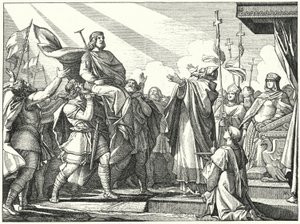Pepin, o Curto proclamado Rei dos Francos, 751 (gravura) de German School