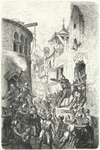 Perseguição dos judeus durante a época das Cruzadas (gravura) de German School
