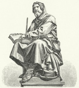 Peter Waldo, fundador do movimento espiritual cristão medieval conhecido como os waldensianos (gravura) de German School