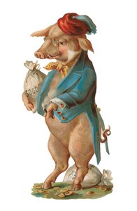 Porco com estoque de dinheiro
