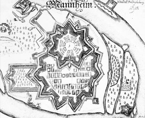 Plano de Mannheim, Alemanha 1690 de German School