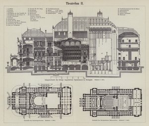 Plano da Casa Real da Ópera Húngara, Budapeste (gravura) de German School