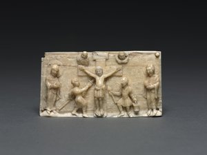Placa de um altar portátil: A crucificação, Vale do Baixo Reno, 1050-1100 de German School