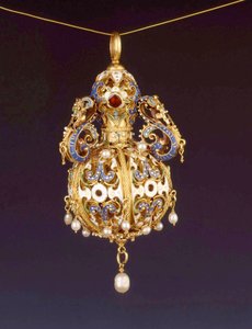 Pomander, c.1600 (ouro e cloisonne esmalte) de German School