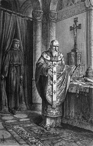 Papa Clemente IV (Gui Foucois ou Coots ou Foucault, finais do século XII-1268). Gravura em "Kaiser, Konig und Papft", de Richard Roth de German School