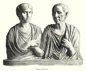 Porcia e Cato, Lápide Romana Antiga (Litho) de German School