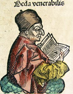Retrato de Bede (673-735), publicado no Nuremberg Chronicle, 1493 de German School