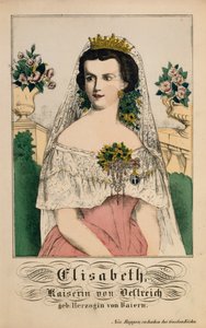 Retrato de Elizabeth da Baviera, Imperatriz da Áustria, de Neuruppiner Bilderbogen, 1860 de German School