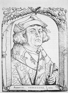 Retrato de João de Indagine, após Hans Baldung Grien, de Chiromantia por Ioannes ab Indagine, Strasburg 1531, ilustrado em History of Magic, publicado no final do século XIX de German School