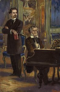 Retrato do Rei Ludwig II e Richard Wagner de German School