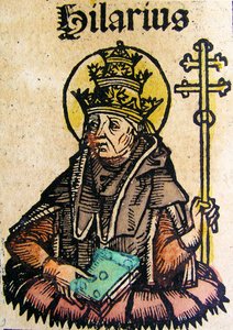 Retrato do Papa Hilarius, publicado no Nuremberg Chronicle, 1493 de German School