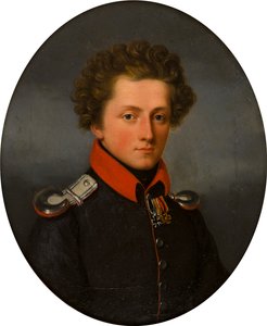 Retrato de um Jovem Oficial, c.1801-99 (óleo sobre tela) de German School