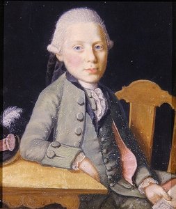 Retrato de um jovem sentado segurando uma carta, c.1750 (guache no papel) de German School
