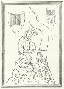 Retrato do poeta lírico médio-alto alemão Walther von der Vogelweide do Codex Manesse (gravura) de German School