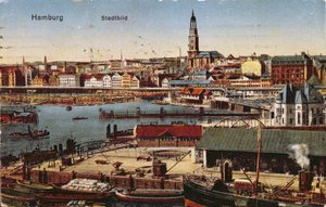 Postal de Hamburgo, c.1910 (foto colorida) de German School