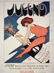 Cartaz publicitário Jugend, revista semanal ilustrada de arte e vida, Munique, 1897