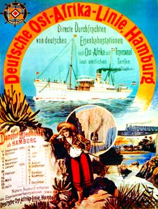Cartaz publicitário da Linha Alemã da África Oriental, Hamburgo, 1895