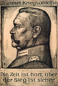 Cartaz com Hindenburg e publicidade de um empréstimo alemão da 1ª Guerra Mundial de German School