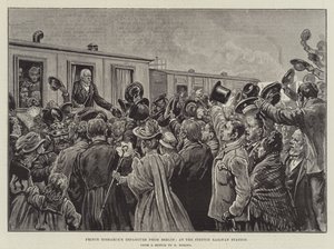 Partida do Príncipe Bismarck de Berlim, na estação ferroviária de Stettin (gravura) de German School