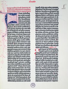 Prólogo da Bíblia de Gutenberg, impresso por Johannes Gutenberg (c.1400-68) e Peter Schoeffer (1425-1502) em Mainz, 1454-56 (impresso) de German School