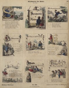 Provérbios para crianças (gravura colorida) de German School