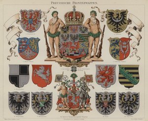 Escudos de armas da província prussiana (cor litho) de German School