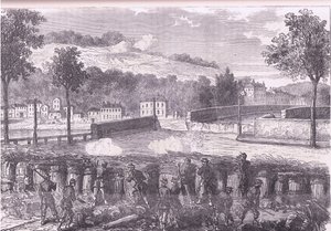 Reduto prussiano comandando a ponte de Sevres, Cassells História da Guerra entre a França e a Alemanha publicado por Cassell and Company Limited, c.1890 (litho) de German School