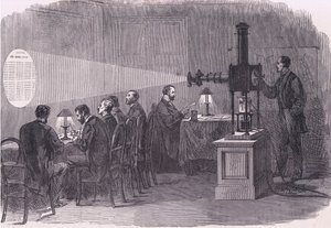 Leitura de partidas de balões por microscópio, Cassells History of the War between France and Germany publicado por Cassell and Company Limited, c.1890 (litho) de German School