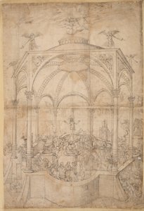Alegoria religiosa com os sete sacramentos e os sete pecados mortais de German School