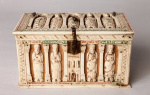 Reliquary caixão, Colónia, Alemanha, c.1150 (madeira e marfim) de German School