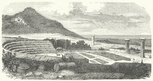 Restos do antigo teatro romano no Tusculum (gravura) de German School