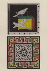 Reprodução de um mosaico de Pompeia como peça de bordado (chromolitho) de German School