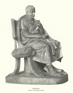Cópia romana de uma estátua do poeta cômico grego antigo Posidippus (gravura) de German School