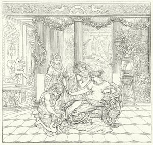 Senhora romana no seu banheiro (gravura) de German School