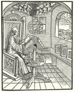 Interior da sala com um estudioso no trabalho, c1500 de German School
