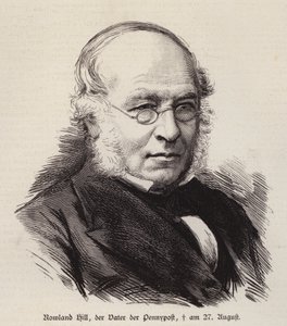 Rowland Hill, reformador britânico do serviço postal e inventor do selo postal (gravura) de German School