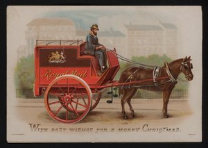Royal Mail van, postal de Natal, final do século XIX ou início do século XX (chromolitho) de German School