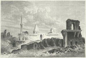 Ruínas do Palácio dos Seljuks em Konya, Turquia (gravura) de German School