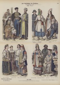 Roupas russas, finais do século XIX (gravura colorida) de German School