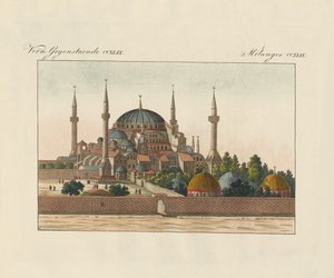 Catedral de Saint-Sophia em Constantinopla (gravura a cores) de German School