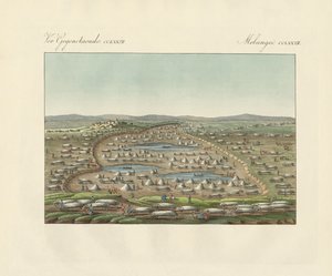 Lagos e salinas (gravura colorida) de German School