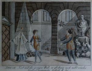 Cena da Flauta Mágica de Wolfgang Amadeus Mozart (caneta e tinta e wc sobre papel) de German School