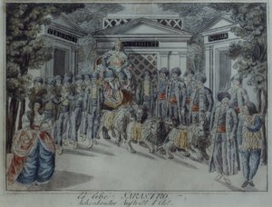 Cena da Flauta Mágica de Wolfgang Amadeus Mozart (caneta e tinta e wc sobre papel) de German School