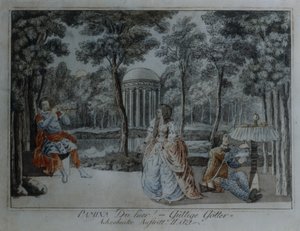 Cena da Flauta Mágica de Wolfgang Amadeus Mozart (caneta e tinta e wc sobre papel) de German School