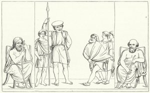 Cena de uma peça do dramaturgo romano Plautus (gravura) de German School